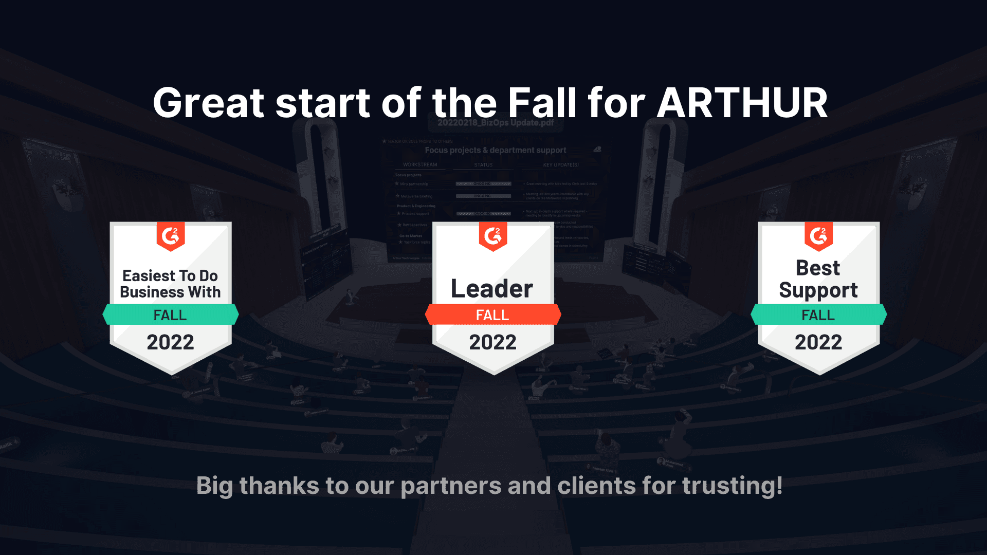 Arthur is named a VR Collaboration leader in G2 Fall ’22 Report‍