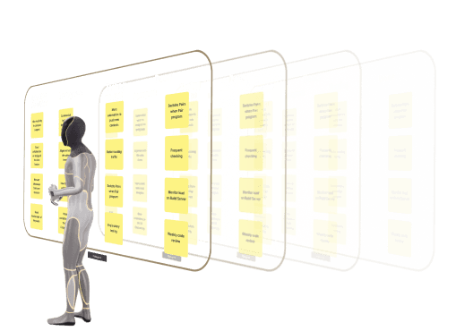 Abstract representation of digital co-workers collaborating